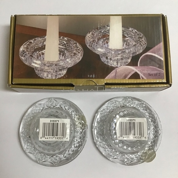 Crystal Candle Holders SET OF 2 Manhattan Moonlight 3-Way Votive Taper Tea Light - Picture 6 of 10